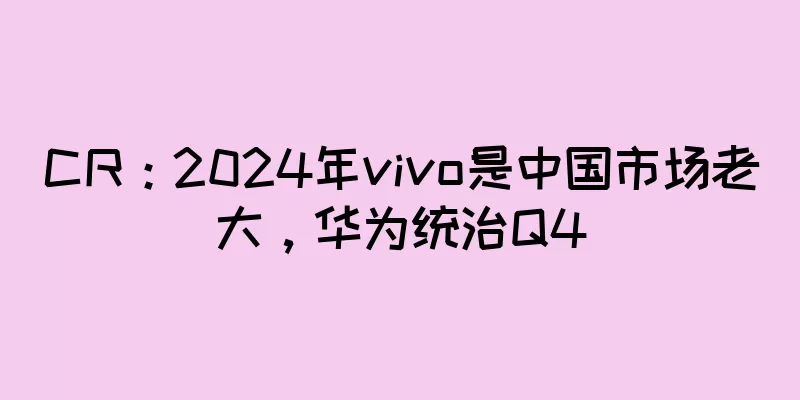CR：2024年vivo是中国市场老大，华为统治Q4