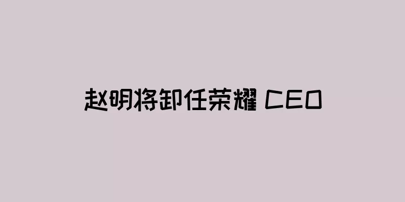 赵明将卸任荣耀 CEO