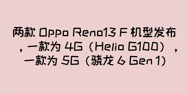 两款 Oppo Reno13 F 机型发布，一款为 4G（Helio G100），一款为 5G（骁龙 6 Gen 1）